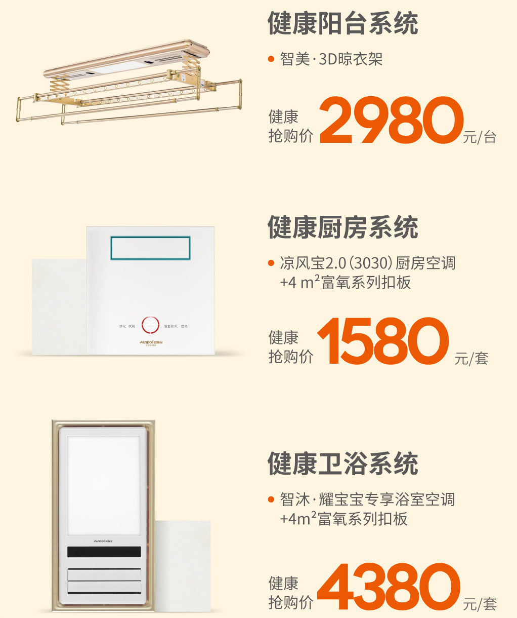 健康陽臺系統、健康廚房系統、健康衛浴系統