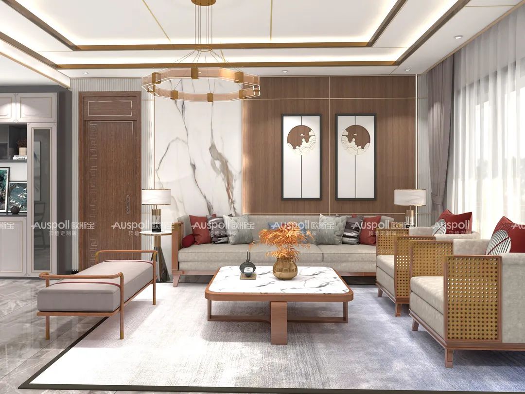 這是歐斯寶集成吊頂客廳空間效果圖
